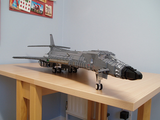 Illustration for article titled Giant LEGO B-1B Bomber Escorted by Fighters, Hawkeye Aircraft